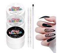 Gel Nail Set - Professional Gel , Black and White Nail for Women Beginners Study Manicure Personal Care Long Lasting and Easy to Apply Use in Salon and Home