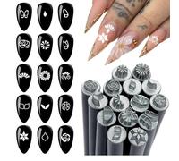 Gel Nail Stamp, Nail Stamping Pen - Design Tools with Different Patterns Doodles Kit for Beginners Girls Home Manicure Salon