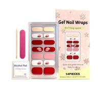 Gel Nail Sticker, 14 Piece Art Decals & Chip-Resistant Gel Polish Strips Long Tail Design with No Lamp Needed Feature, Beauty and Category for Women DIY Craft Glossy Finish Salon-Quality Christmas