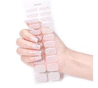Gel Nail Stickers Full Coverage French Nail Sticker Strips Christmas Style Wrap Nails for Manicure at Home Salon