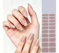 Gel Nail Stickers Glitter Semi Cured Gel Nail Strips Wraps, 20 Pcs Kit with File & Stick Hight Quality, Long Lasting 2 Weeks Easy DIY Application UV Light Required (MY005)