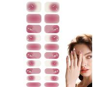 Gel Nail Stickers, Half Cut Full Nail Wraps, Sellf Adhesive Gel Polish Decals, Multifunctional Glitter Ombre Nail Strips, Level for High Level Colours and Nail File for Holidays