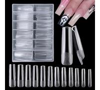 Gel Nail Tips, 240pcs Square False Nails for Gel Extensions & Acrylic Nails, 12 Full Cover Sizes, Clear Nails for Salon DIY Nail Art