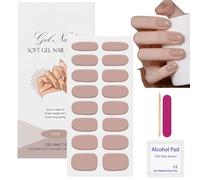 Gel Nail Wraps,False Nails Short,Nail Stickers & Gel Nail Kit,Easy Nail Art,Stick On Nails with Glossy Finish,No Lamp Needed,Nail Art Kit Includes N/ail A/rt Stickers & G/el Nail Stick/ers (Khaki)
