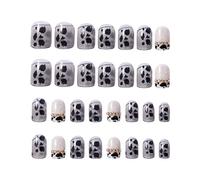 Gel Nail Wraps With Cow Pattern Spots 24 Pack Wear Nail Nail Stickers Acrylic Removable Reusable For Ladies And Girls False Nails Kit (A, One Size)