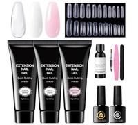 Gel Nails Kit | 3 Colors Gel Extension Nail Kit | Long Lasting Professional Builder Set Accessories Art Sculpting for Home Beginners Women Girl