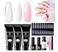 Gel Nails Kit, 3 Colors Gel Nail Kit, Adjustable Sculpting Set Accessories Long Lasting Glue Art Tools for Salon Home Beginners Girl
