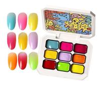 Gel Paint for Nails | 9-Color Gel Nail Polish Painting Palette,Silky Gradient Cosmetics Fingernails Art for Dating Beach Salon Travel Commuting Home Gathering
