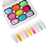 Gel Paint for Nails Art 9-Colors Gradient Sponge Pat No Wipe DIY Drawing