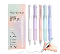 Gel Pen Set,0.5mm Tip Quick-Dry Retractable 5 Piece - Students Pens Set | for Home School Classroom Meeting, Drawing Taking Notes Writing