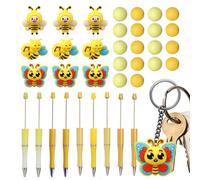 Gel Pen Set,9-Piece Anti-Slip Silicone Beads,Bee Butterfly Theme Writing Pens - for Journaling Keychain Making Jewelry Crafting Scrapbooking Boys Girls Pupils
