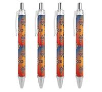Gel Pens 0.5mm, Retractable Native American Saddle Aztec Pattern Ballpoint Design Easy to Use, Fine Point Smooth Writing Ink Pen for Note Taking