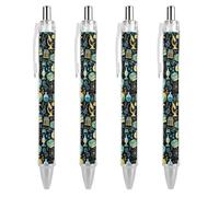 Gel Pens 4pcs, 0.5mm Quick Dry Math Physical Chemical Biology Science Black Ink Fine Point Smooth Writing Pen, Ballpoint for Office Supplies