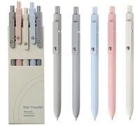 Gel Pens, 5 Pcs 0.5mm Black Ink Pens Fine Point Smooth Writing Pen with Silicone Grip, High-End Series Metal Clip Retractable Pen for Office School (Morandi)