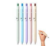 Gel Pens - 5pc Black Ink Click Pen | 17g Fine Tip Pens, Quick Drying Ink Fine Tip, Smooth Writing Marking Pen, Soft Barrel Clicker Set For Creating Clear Notes Journaling Study And Meetings