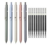 Gel Pens,5Pcs 0.5mm Fine Point Smooth Write Pens & 10 Quick Dry Black Ink