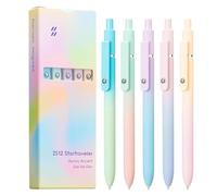 Gel Pens - 5x Black Ink Click Pen | 17g Fine Tip Pens, Quick Drying Ink Fine Tip, Smooth Writing Marking Pen, Soft Barrel Clicker Set For Creating Clear Notes Journaling Study And Meetings