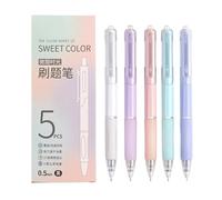Gel Pens Black Ink - 0.5 mm Tip Quick Drying Retractable Set of 5 - Gel Ink Pens for Students and Students, for Adults, Children, School, Office, Meetings, Notes, Journaling and Time