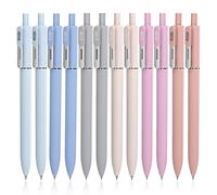 Gel Pens, Black Ink Pens Fine Point Smooth Writing Pens 0.5mm, Ball Point Pens for Journaling Note Taking, Cute Aesthetic Office School Supplies Gifts for Women (Oval Clip Multicolor 12 Pcs)