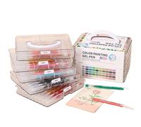 Gel Pens - Doodling Markers | Colouring Pencils with Colour Ink and Storage Box Large Capacity Liquid Writing for Children Drawing Doodling Journaling Art Girls Women Men