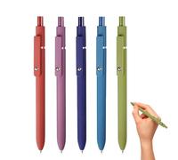 Gel Pens - Fine Point Set Of 5, Soft Touch Barrel For Smooth Writing, 1 Retractable Note-Taking Pack With Rapid Dry Ink, Stationery, Ergonomic Office Supplies For Students And Teachers