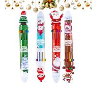 Gel Pens for Students | 4 Pieces Cute Stationery, Retractable Christmas Pens with 10 Colours for Writing, for Boys Girls Students Pupils Children Journaling Signature Scrapbooking Highlighting