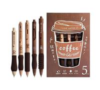 Gel Pens Quick Drying - 17.5x12cm Cute Gel Pens | 5 Piece Retractable 0.5mm Tip Coffee | Aesthetic Ink Gels Pen For Kids Adults Writing Taking Notes, Home School Classroom Office Meeting