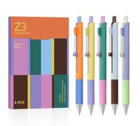 Gel Pens Set, 5 PCS 0.5mm Fine Point Smooth Writing Black Ink Pens, Aesthetic Stationery Rolling Clip Geometric Barrel, Quick Dry Journaling Supplies Women School Office Writing Gifts (Color Blocks)