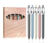 Gel Pens Set, 5 PCS 0.5mm Fine Point Smooth Writing Black Ink Pens, Aesthetic Stationery with Plating Clip and Geometric Quick Dry Journaling Supplies Women School Office Writing Gifts (Morandi)