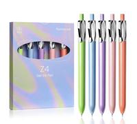 Gel Pens Set, 5 PCS 0.5mm Fine Point Smooth Writing Black Ink Pens, Aesthetic Stationery with Plating Clip and Geometric Quick Dry Journaling Supplies Women School Office Writing Gifts (Pearlescent)
