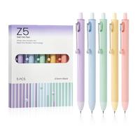 Gel Pens Set, 5 PCS 0.5mm Fine Point Smooth Writing Black Ink Pens, Aesthetic Stationery with Rolling Clip and Geometric Barrel, Quick Dry Journaling Supplies for Women School Office Writing Gifts