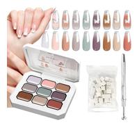 Gel polish for nails, 9 colours, long-lasting gel polish with sponge for colour gradient, with sponges and metal gripper for manicure in the salon, at weddings, celebrations and at home