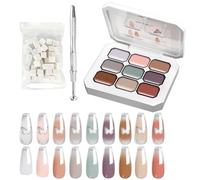 Gel Polish for Nails, 9 Colours Nail Gel Palette for Women - Long Lasting Colour Gradient with Metal Applicator for Professionals, Beginners, Salon, Wedding, Travel &