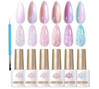 Gel Polish | Glitter Nail Polish,6 Colors Glitter Fingernail Art Manicure Supplies At Home Salon for Women and Girls