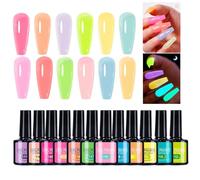 Gel Polish Glow in the Dark, Fluorescent Nail Polish Set, Fingernail Colors for Salon Students Travel Music Festival Party Photo Sessions Beauty