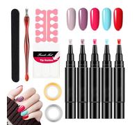 Gel Polish Kit - 5X Nail Polish Pens | Gel Polish Pen Pack -ended Pens Happy Selling | Nail Gel Pen Set | Quick-Drying Nail Polish Nail Pen | Gel Base Top Coat For Manicure
