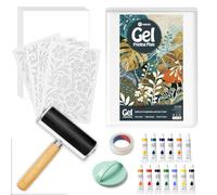 Gel Printing Plate,Gelli Plate Printing kit with 8” X10” Gelli Plate, Brayer Roller, Watercolor Paints, A4 Printmaking Paper, and Essential Tools for Mixed Media Art, Monoprinting, Card Making