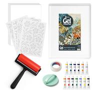 Gel Printing Plate,Gelli Plate Printing kit with 8” X10” Gelli Plate, Brayer Roller, Watercolor Paints, A4 Printmaking Paper, and Essential Tools for Mixed Media Art, Monoprinting, Card Making