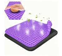 Gel Seat Cushion for Long Sitting,Double Thick Support Pressure Cushion with Non-Slip Cover,Soft & Breathable Sitter Cushion for Back Pain Relief,Office Pad for Chair,Car & Wheelchair(Purple-45×45cm)