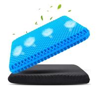Gel Seat Cushion for Long Sitting, Honeycomb Design Double Thick Gel Cushion for Coccyx Sciatica & Lower Back Pain Pressure Relief , Office Chair Memory Foam Alternative Wheelchair & Car Seat Cushion