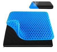 Gel Seat Cushion, Honeycomb Double Thick Gel Cushion for Tailbone & Back Pain Relief, Soft & Breathable,Pressure Seat Pads with Non-Slip Cover, for Office Chair, Car, Wheelchair, Desk & Long Sitting