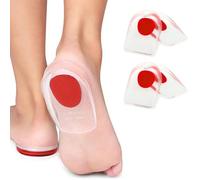 Gel Silicone Heel Cups, 2 Pairs Heel Lifts for Achilles Tendonitis, Shoe Wedge Inserts for Plantar Fasciitis, Clear Orthotic Gel Heel Cups Heel (Red, One Size)