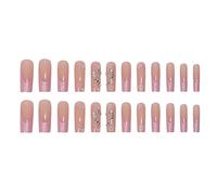 Gel Stick on Nails Europe And The United States Popular Wear Line Leopard Print Full Wrap Type Nail Piece With 2ml Glue False Nail Kit (A)