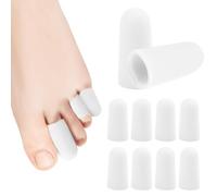 Gel Toe Protector Caps, 10 pcs Soft Toe Covers, Silicone Toe Cover Protector for Running,Walking Prevent Blister,Corn,Calluses,Sore Toes,Hammer Toes Other Toe Problems Prevent Friction Injury (White)