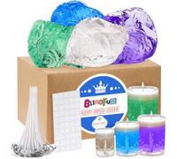 Gel Wax Candle Making Kit with 4 Pieces Premium Clear Jelly Wax for Candle Making, 50 Pieces Wax Wicks & 50 Pieces Stickers for Gel Scented Candle Making, Home Decor, Craft Projects