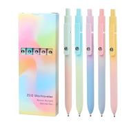 Gel Writing Pens - 5 Pieces 0.5 Mm Multi-Purpose Retractable Gel Pen - Push Up Quick Dry Writing Pens, Avoid Getting Palms Dirty or The Paper Smudged, for Journaling, School Office Supplies