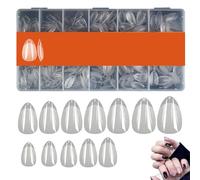 Gel X Nail Tips 600Pcs Almond Nail Tips Soft & Elastic Natural Acrylic Short Almond-Shaped Gel X Pre-Shaped Matte Clear Press-On Nails for Extension