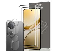 Gelaasso Pack of 2 + 2 Screen Protectors Compatible with Vivo V50 5G Tempered Glass and Camera Protection, 9H Hardness Film, HD Screen Protector, Ultra Clear Tempered Glass Screen Protector