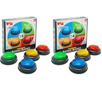 Gelabur Set of 4 Buzzers for Trivia Games, Answer Buzzers for Classroom, Family Feud Jeopardy Buzzer, Game Buzzers with Lights and Sound for Classroom, Game Show Buzzer Buttons (Pack of 2)