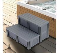 Gelacie Hot Tub Steps with Storage, 500 LBS Capacity, Textured 2-Step Spa Stairs Pool Ladder for Universal Hot Tub/Camper/SPA Pool/Pet Stairs Charcoal Grey
